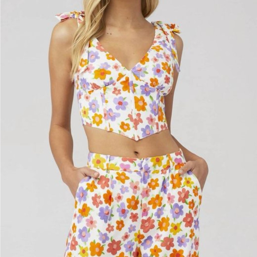 Peppermayo x Revolve multicolor floral bustier top size 4